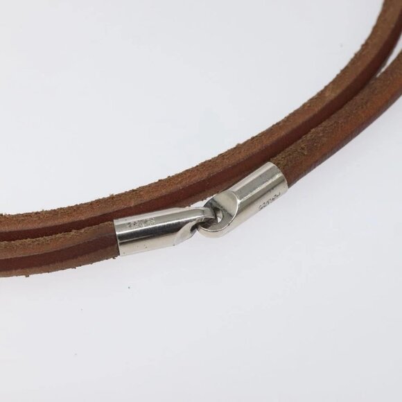 HERMES Laniere Bracelet Leather Brown Auth bs27243 - Picture 3 of 8